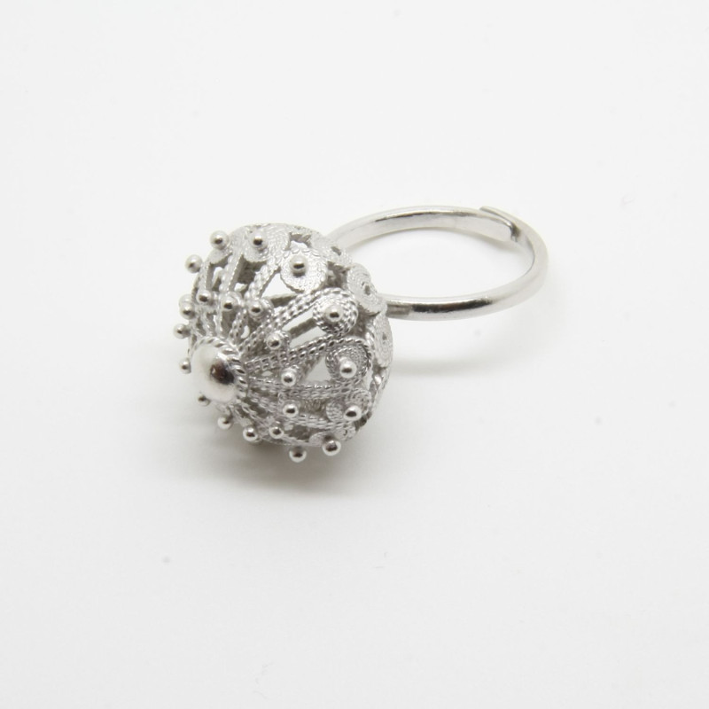 1012 - Anello Bottone Aperto Argento 925 Filigrana Sarda