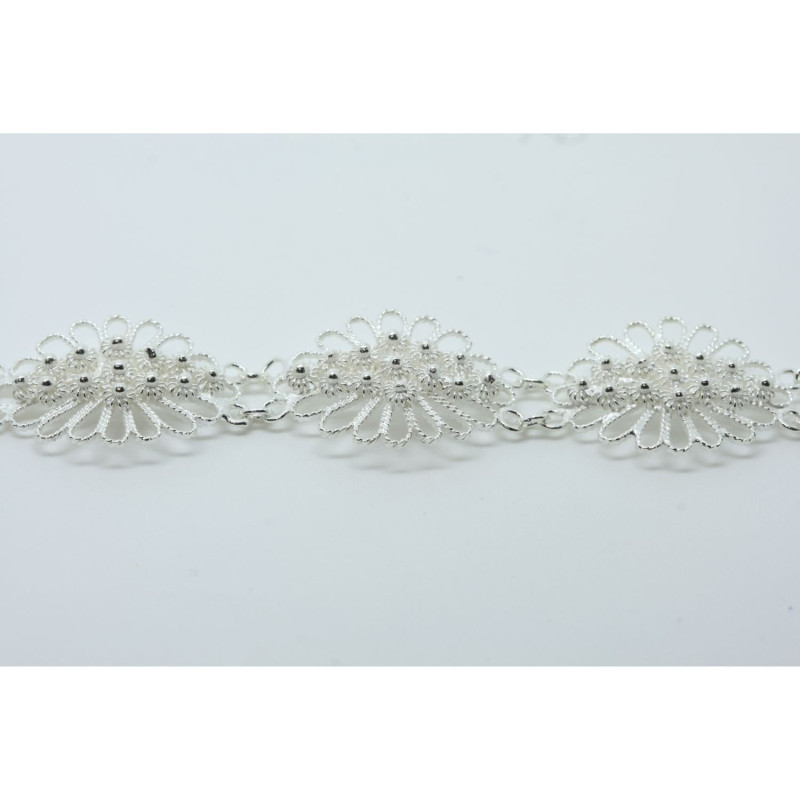 2011 - Bracciale Fiore 3 fili Traforato Filigrana Sarda Argento 925