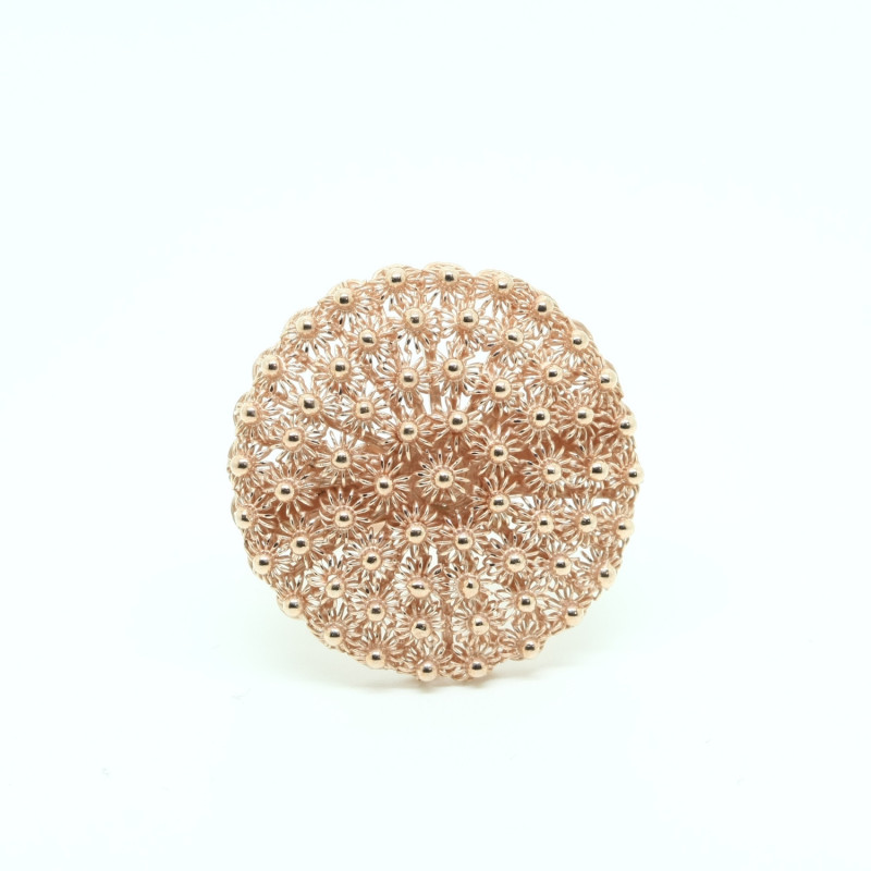 Anello Fiore 4 file Filigrana Sarda Aperto Misura Regolabile in Argento 925