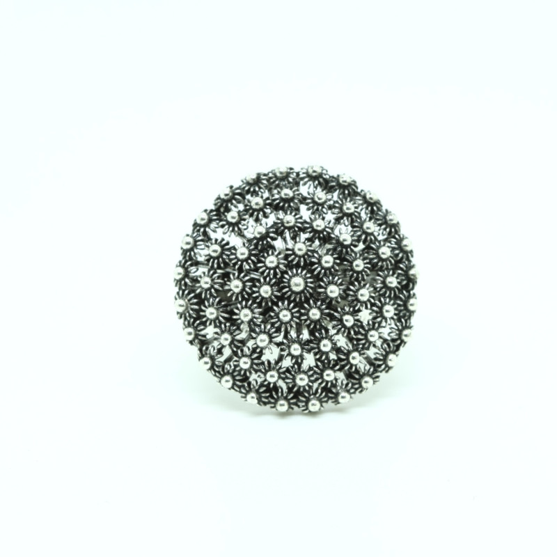 1029 - Anello Fiore 4 file Filigrana Sarda Aperto Misura Regolabile in Argento 925
