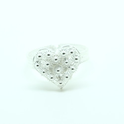 1030 - Anello Cuore in Filigrana con Bordino Aperto Misura Regolabile in Argento 925