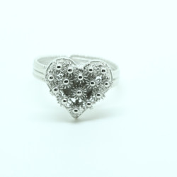 1030 - Anello Cuore in Filigrana con Bordino Aperto Misura Regolabile in Argento 925