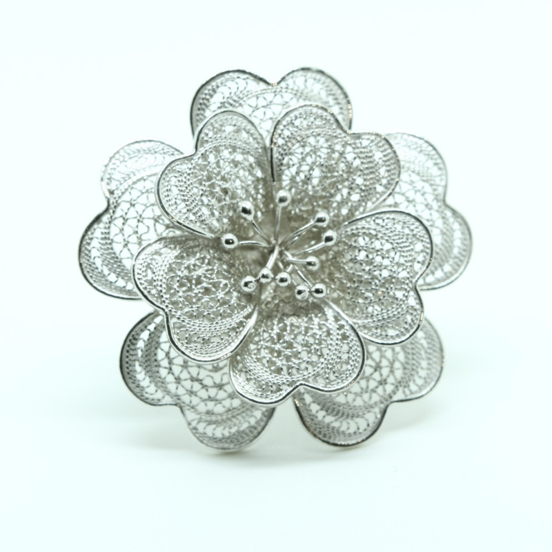 1031 - Anello Fiore Aperto Misura Regolabile in Argento 925