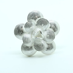 1032 - Anello Fiore Petali Aperto Misura Regolabile in Argento 925