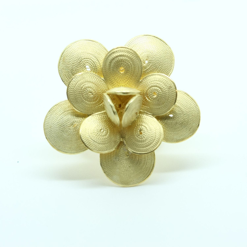 1032 - Anello Fiore Petali Aperto Misura Regolabile in Argento 925